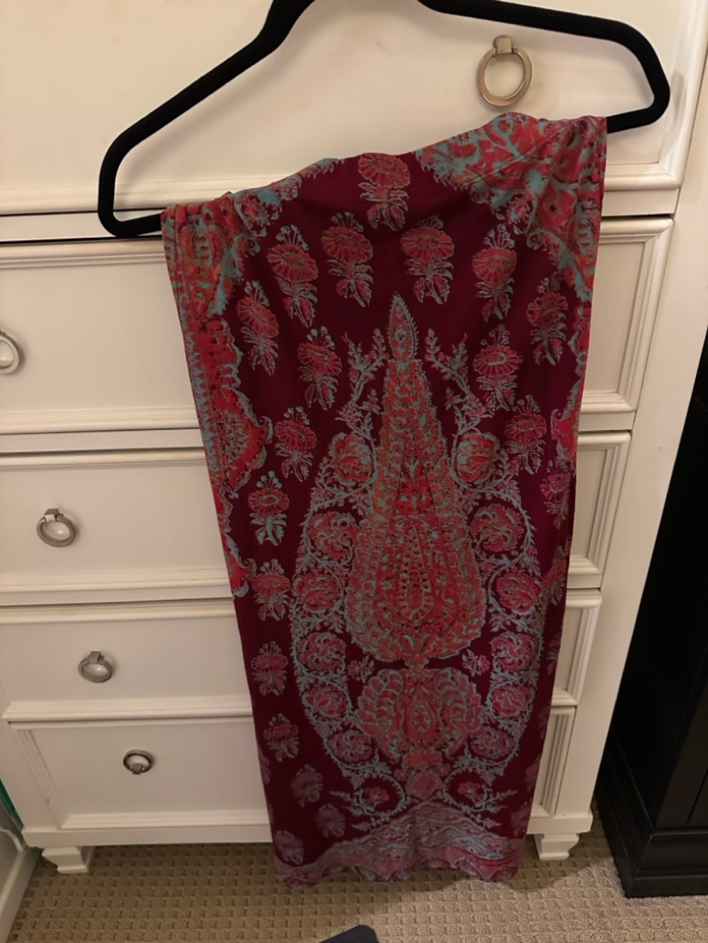 Billabong Boho Maxi Skirt Burgundy Paisley Like New Flowy Festival Style - Picture 8 of 15